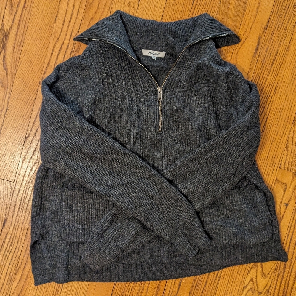Madewell Charcoal Zip-Up Sweater